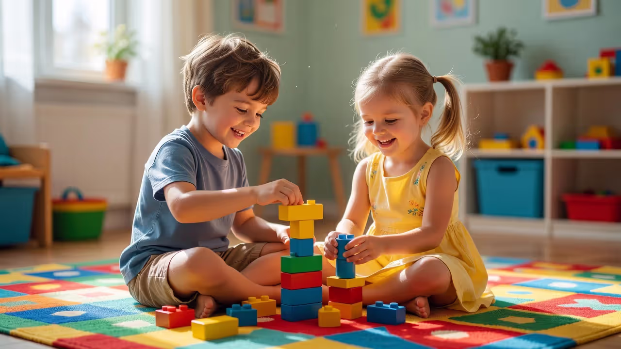 Children developing social skills through cooperative play