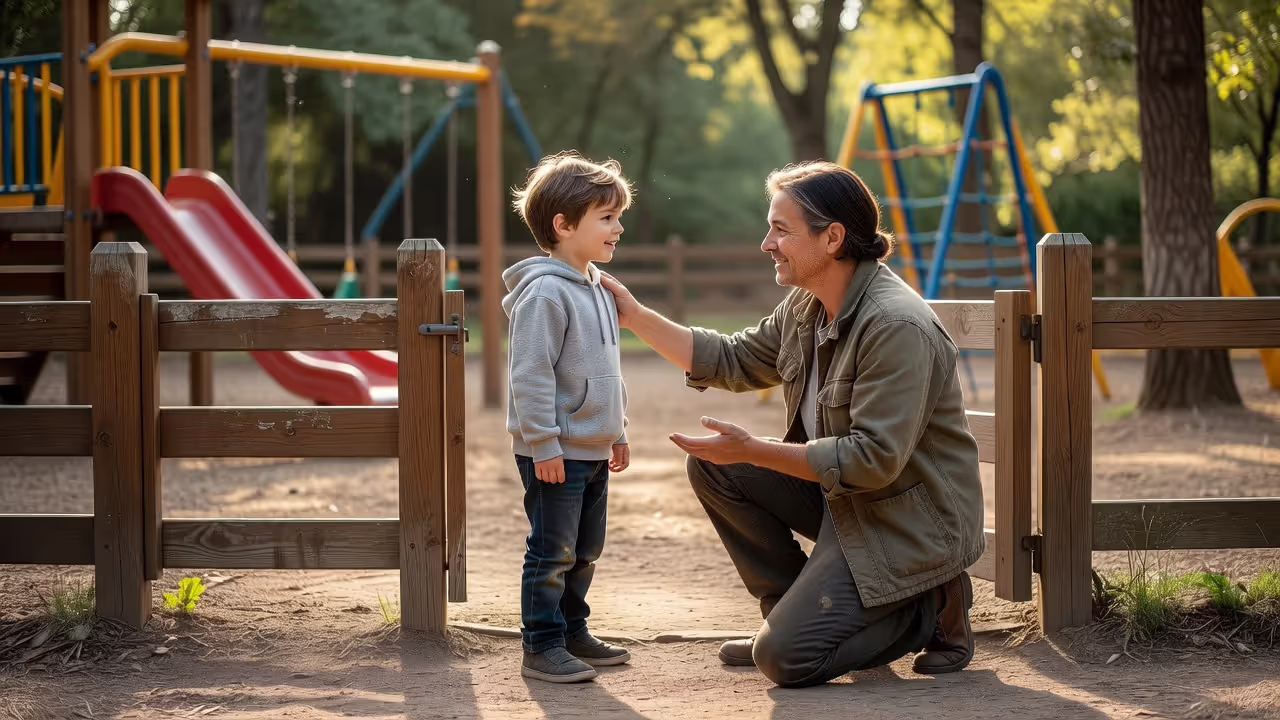 Parent preparing a slow to warm up child before entering a new social setting