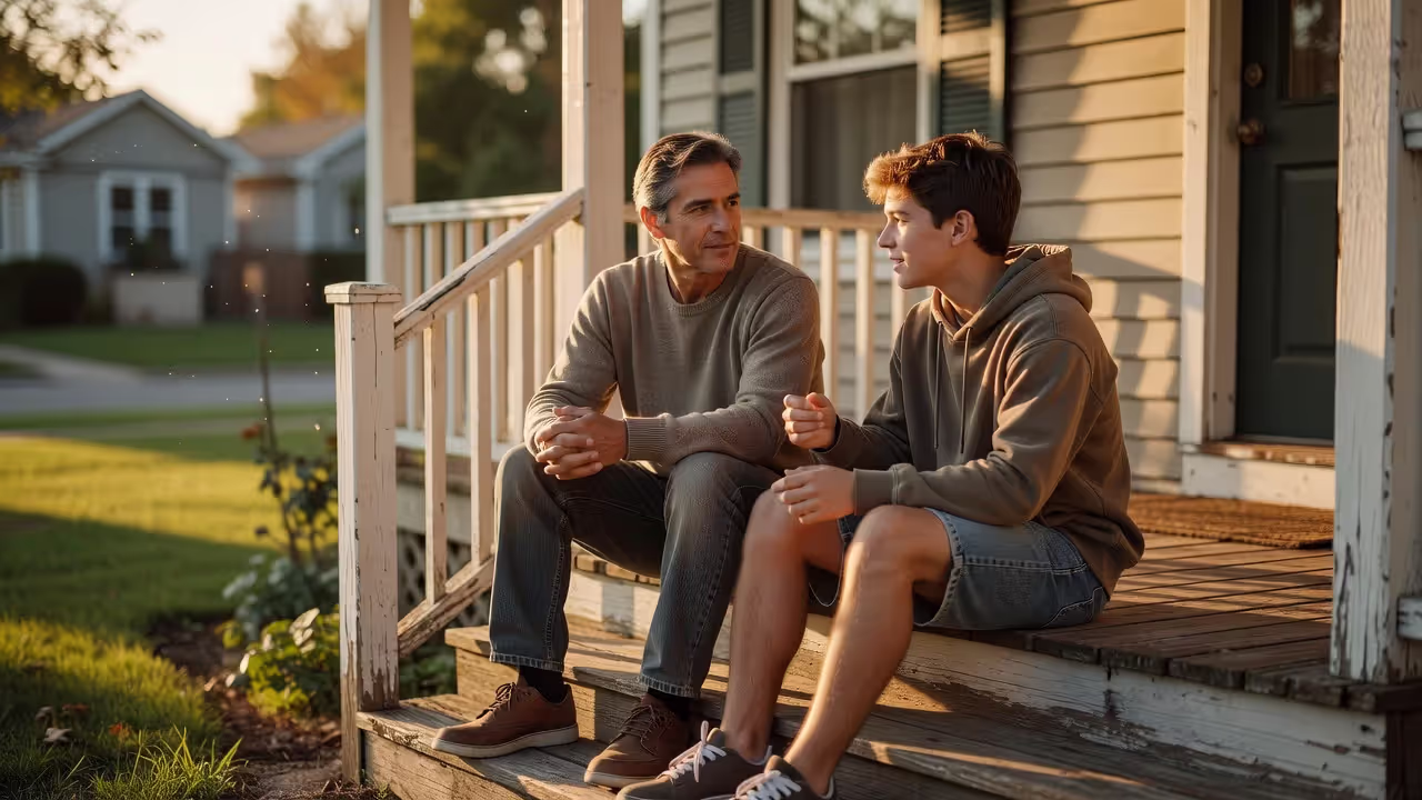 Parent and teenager talking during the adolescence parenting phase