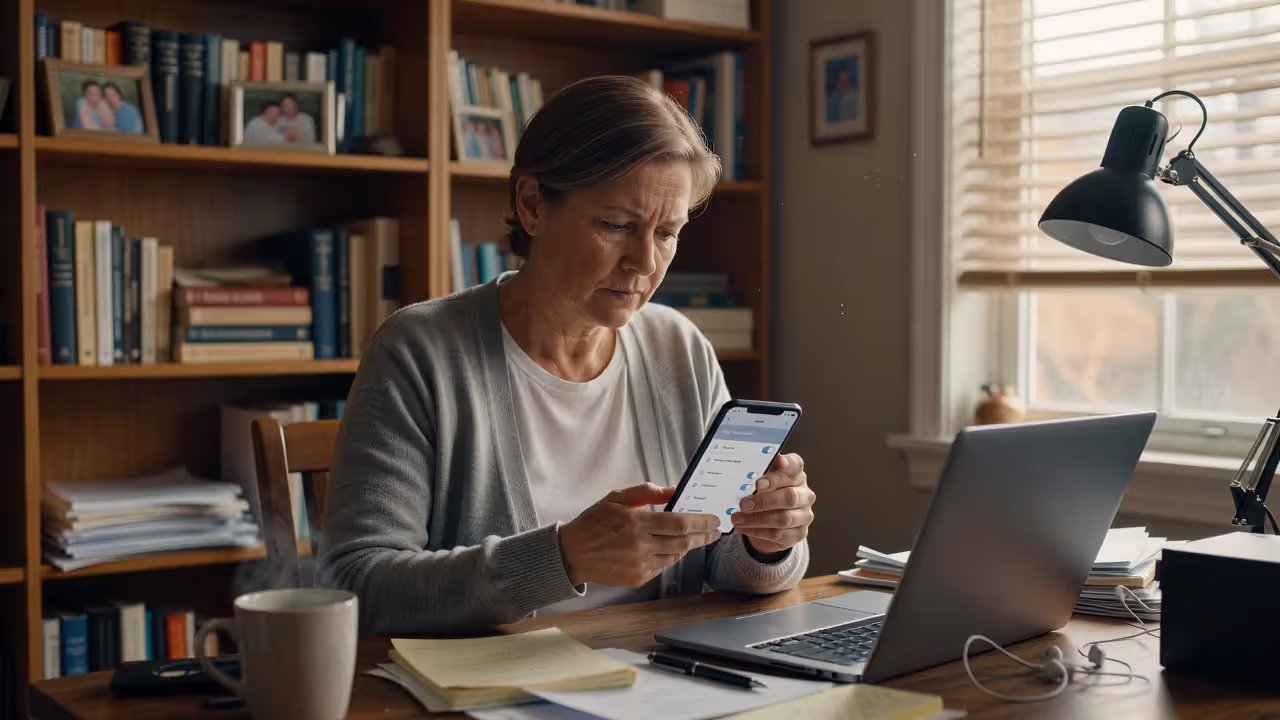 Parent setting up parental controls on a child's smartphone