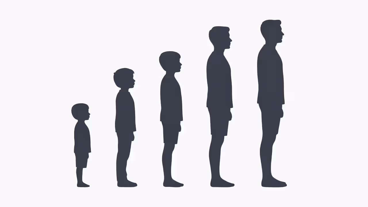 Physical growth stages from childhood through adolescence