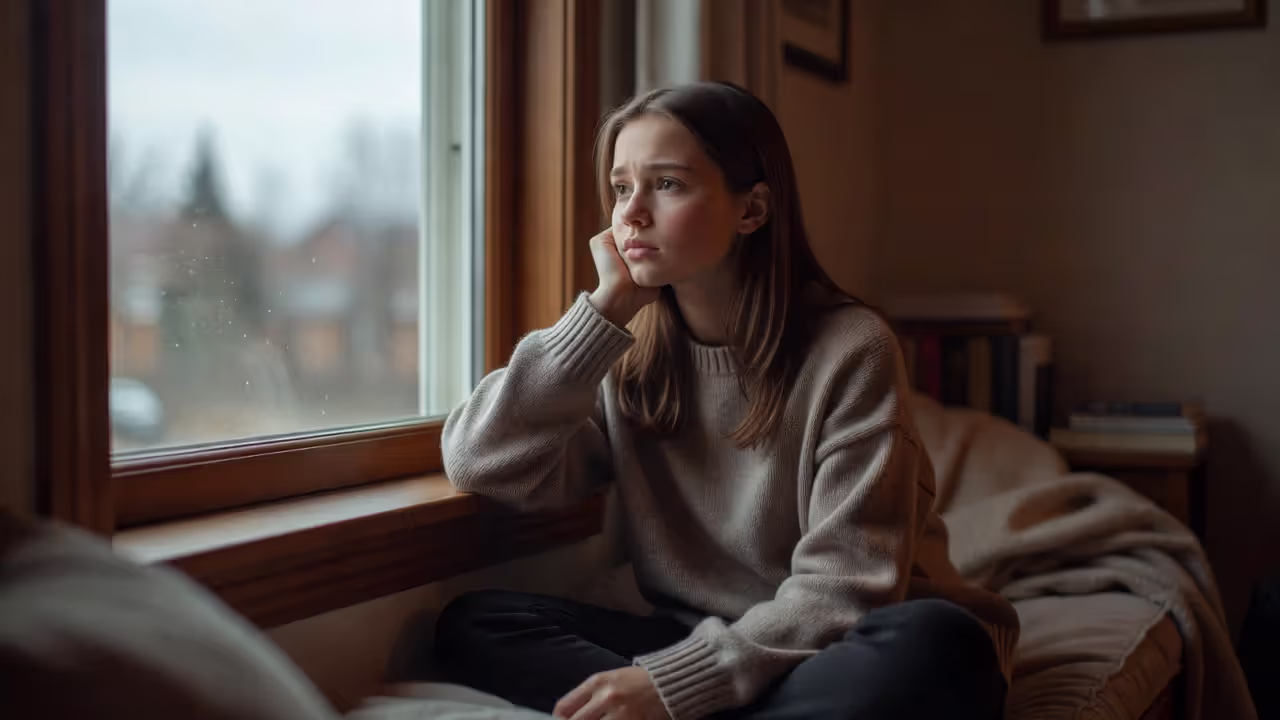 Adolescent experiencing emotional reflection