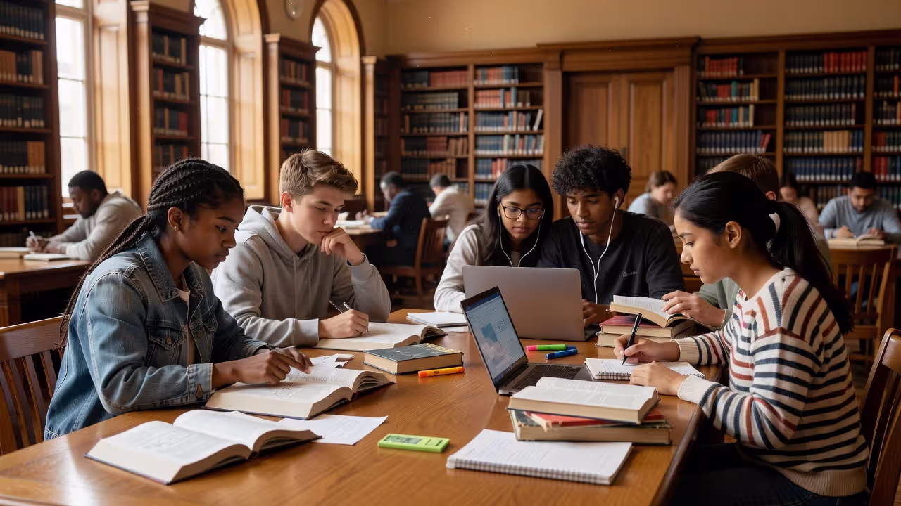 Adolescents engaged in collaborative learning