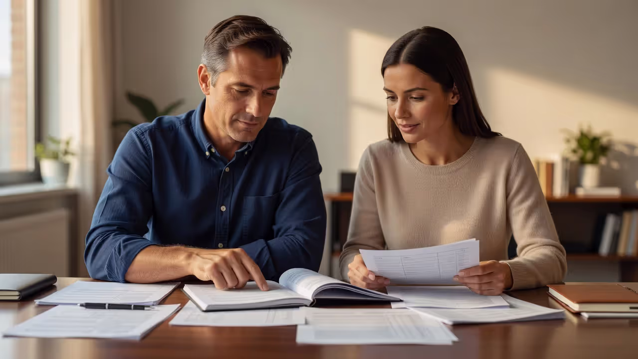 Adoptive parents and birth parents reviewing an open adoption contact agreement