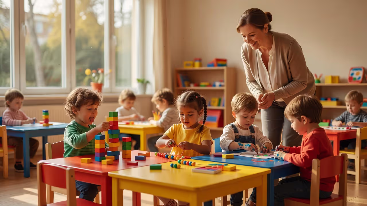 Children engaged in activities at a licensed daycare center