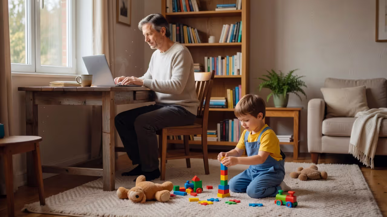 Parent working from home while managing childcare responsibilities