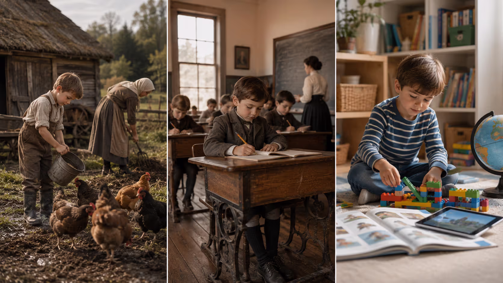 Historical changes in childhood experiences across different eras