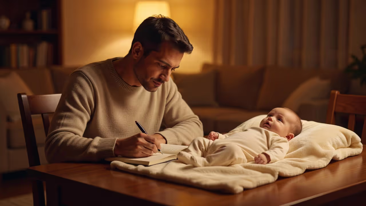 Parent tracking baby feeding and allergy symptoms in a journal