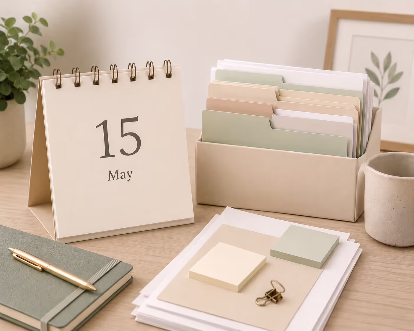 Organized adoption timeline planning with calendar and documents